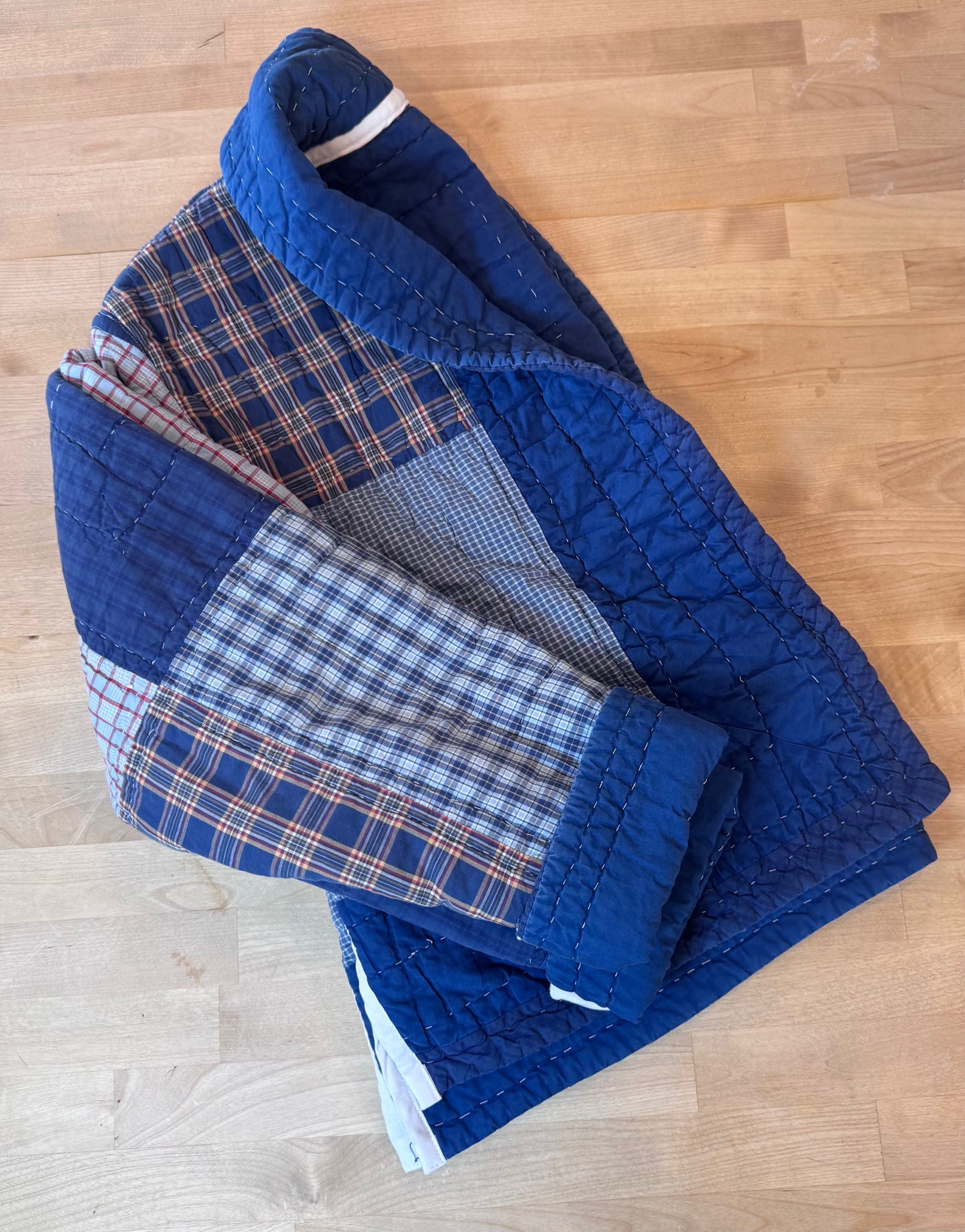 Blue Patchwork Vintage Quilt Jacket