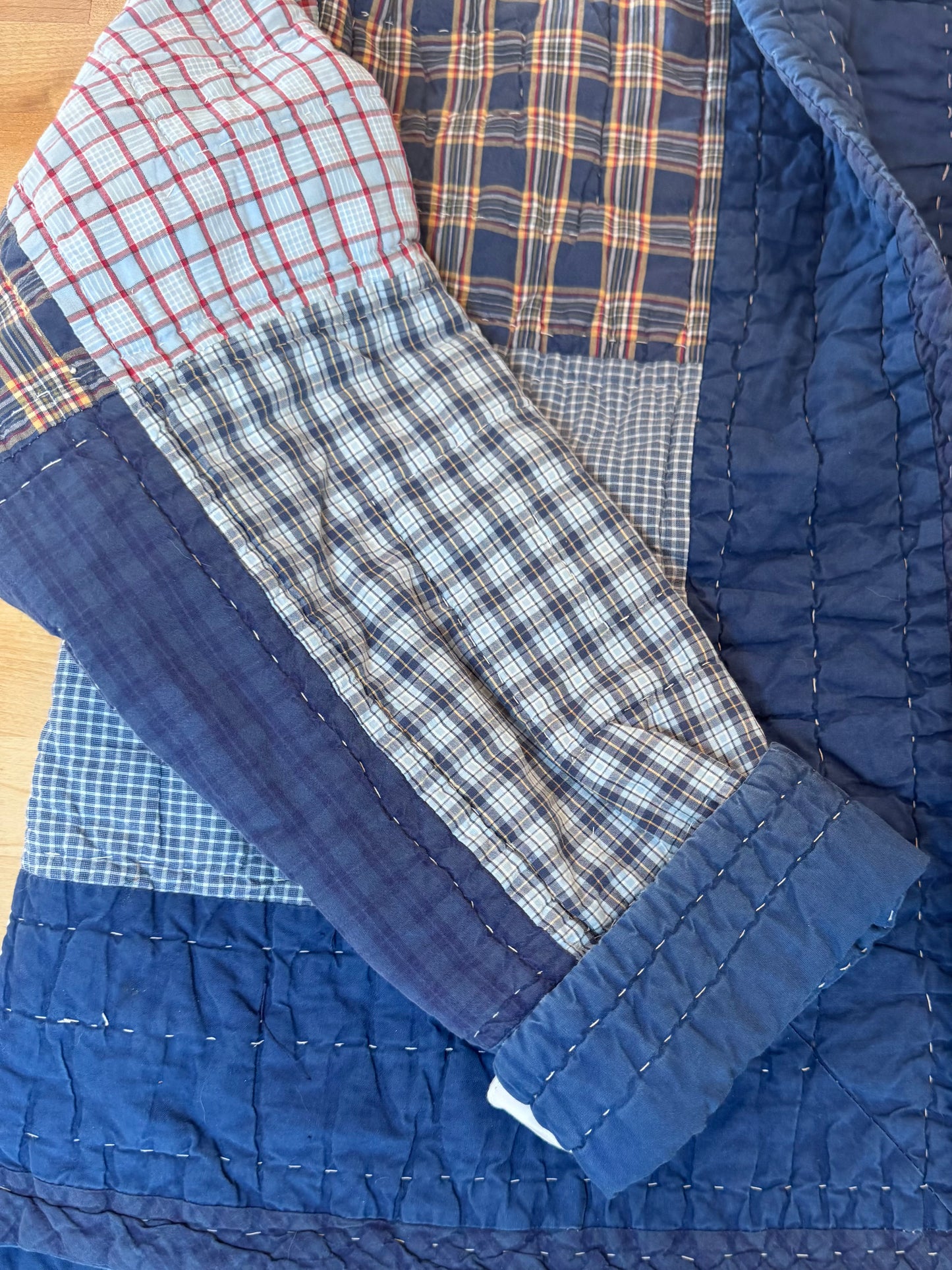 Blue Patchwork Vintage Quilt Jacket