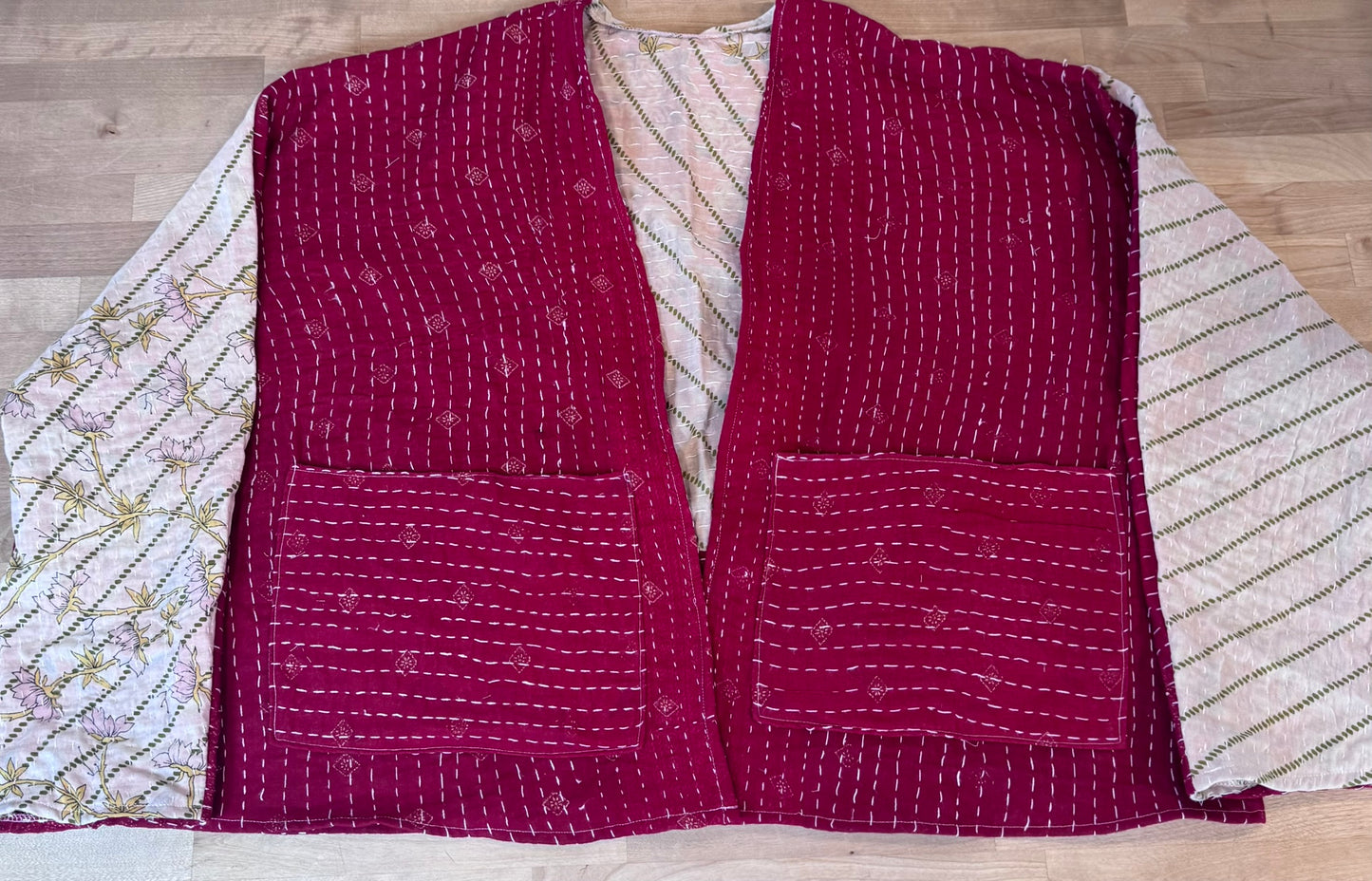 Raspberry Kantha Quilt Jacket