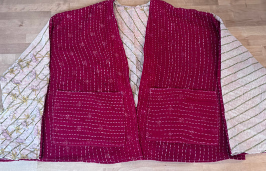 Raspberry Kantha Quilt Jacket