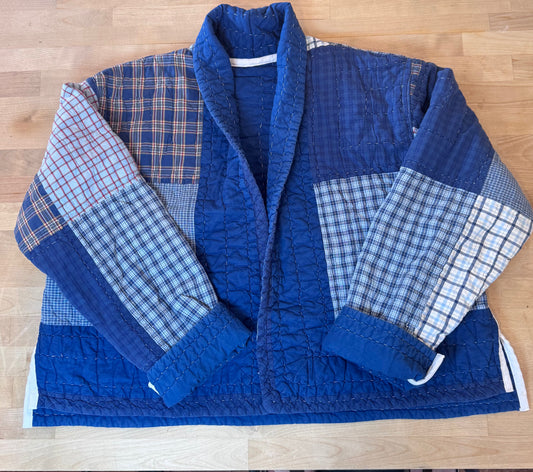 Blue Patchwork Vintage Quilt Jacket